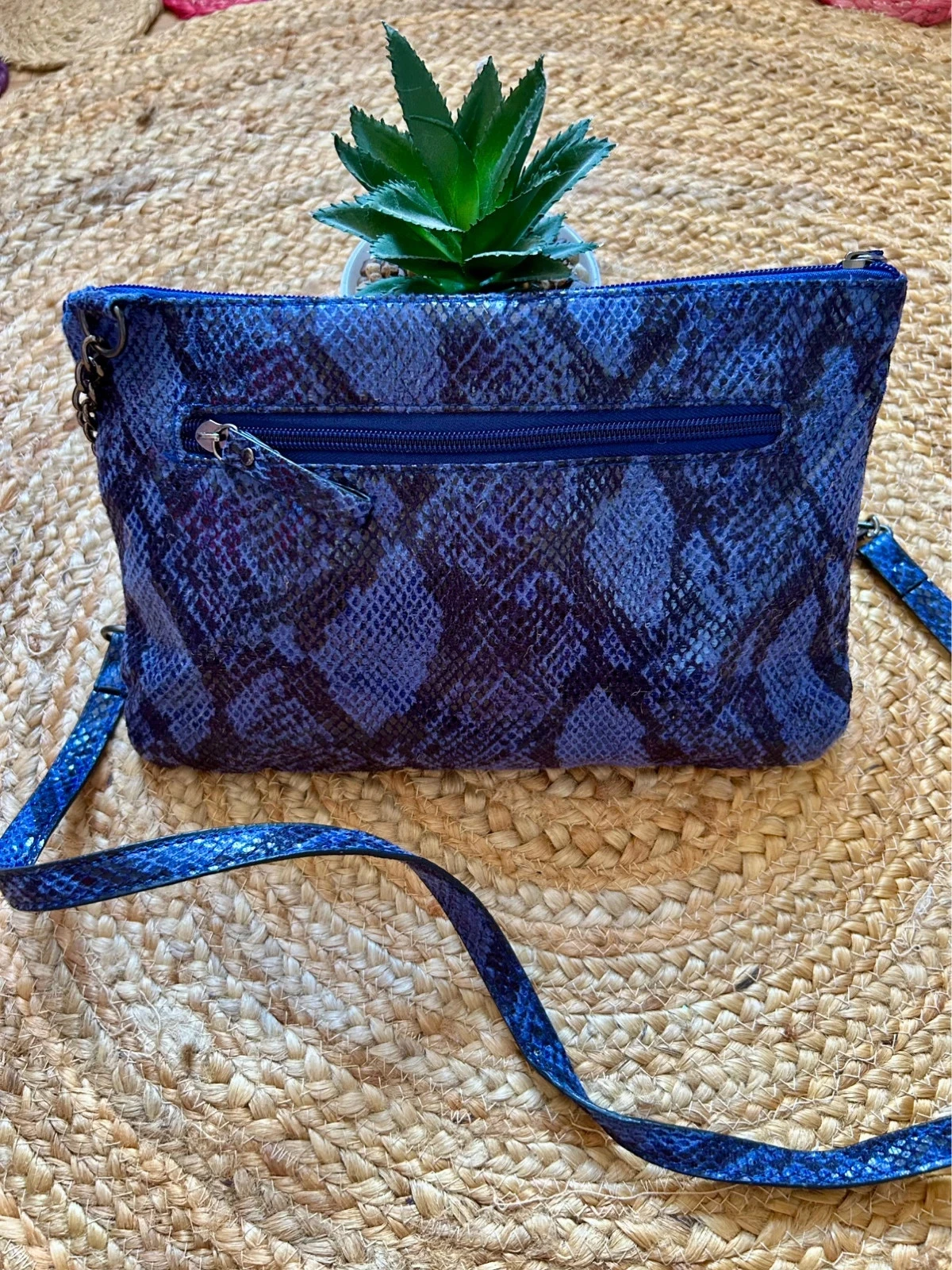💙🐍Bolsa transversal python azul vintage Y2K glam rock chic com estampa animal crossbody clutch bag🐍🖤 – photo 7